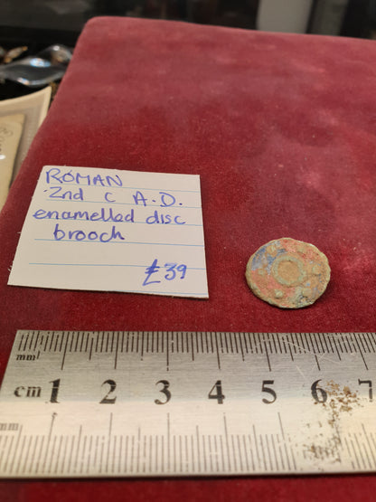 Roman 2nd C A.D Enamelled Disc Brooch