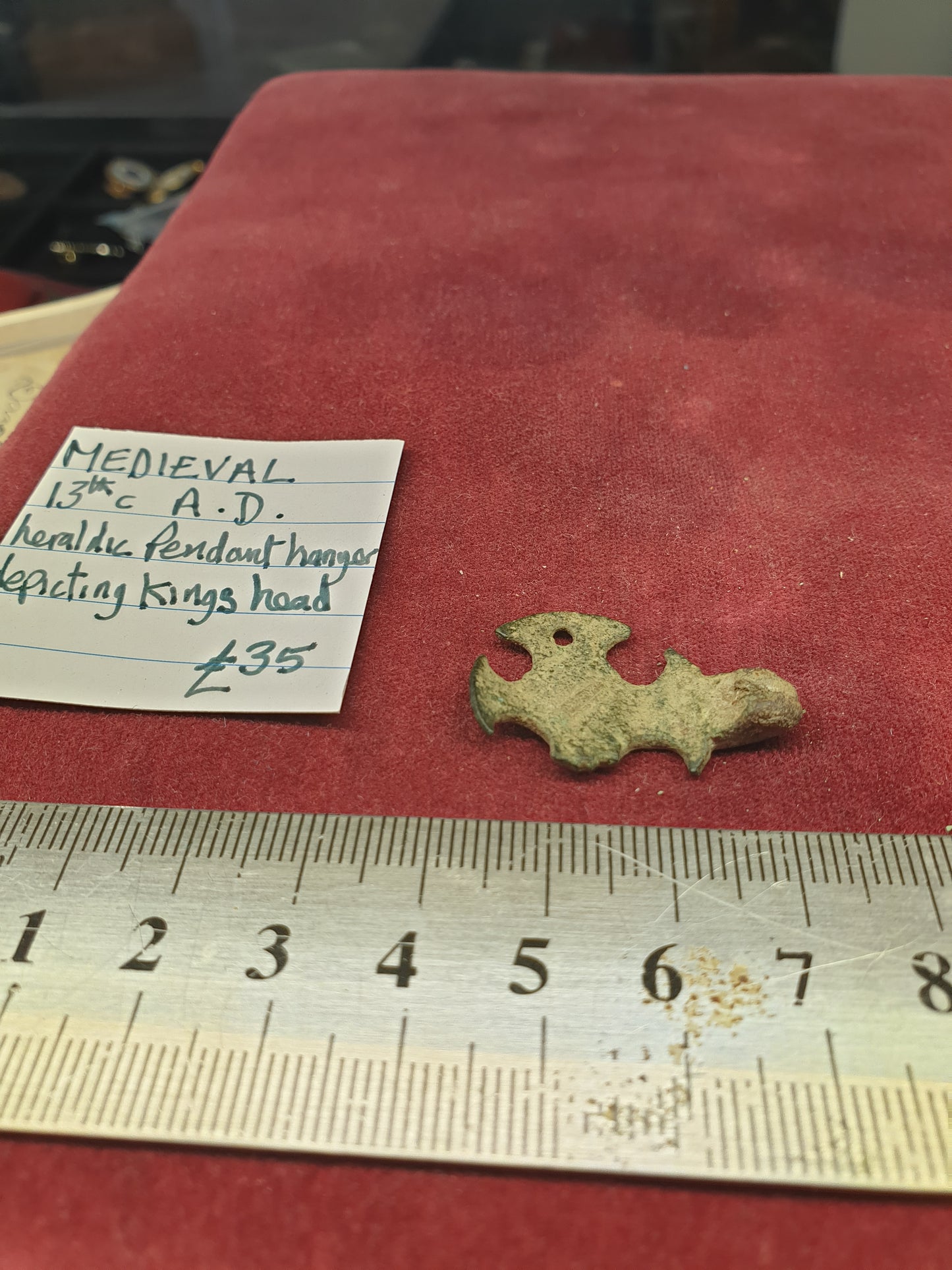 Medieval 13th C A.D Heraldic Pendant Hanger depicting Kings Head