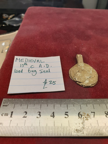 Medieval 15th C A.D Lead Bag Seal