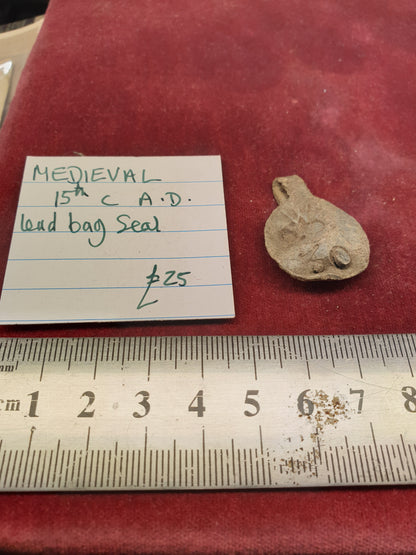 Medieval 15th C A.D Lead Bag Seal