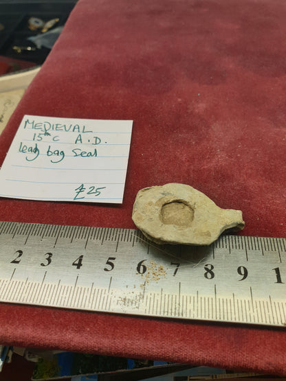 Medieval 15th C A.D Lead Bag Seal