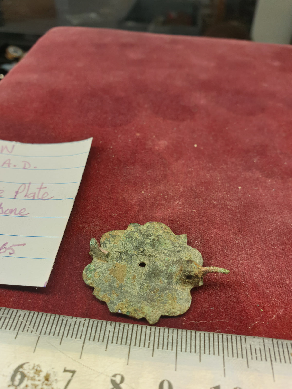 Roman 1st C A.D Tinned Bronze Plate Brooch riveted bone