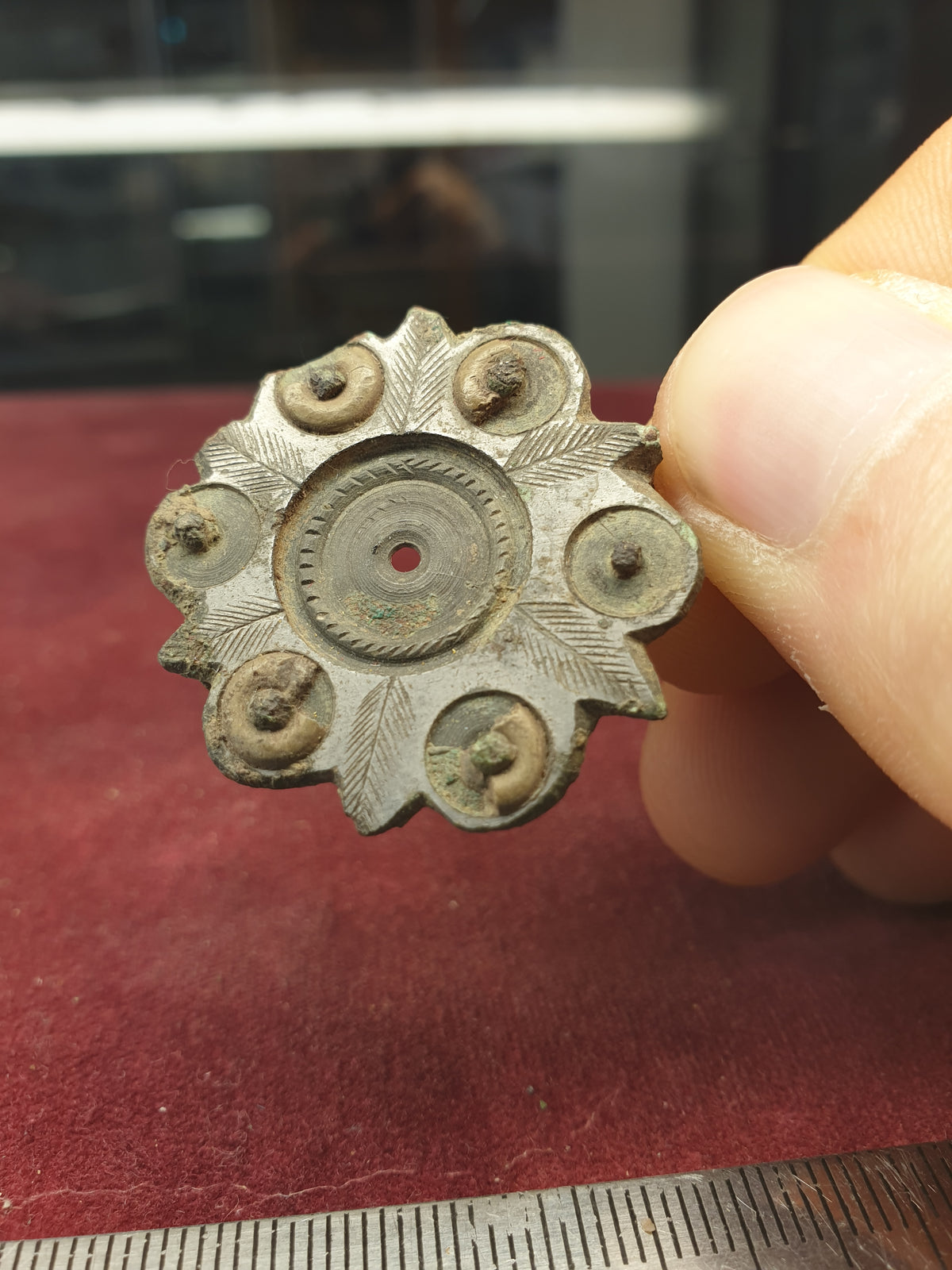Roman 1st C A.D Tinned Bronze Plate Brooch riveted bone