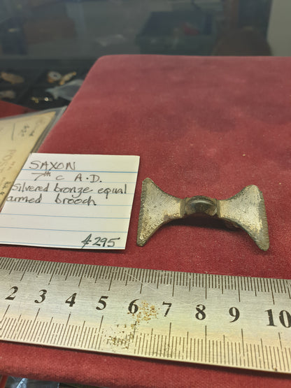 Saxon 7th C A.D Silvered Bronze Equal Armed Brooch