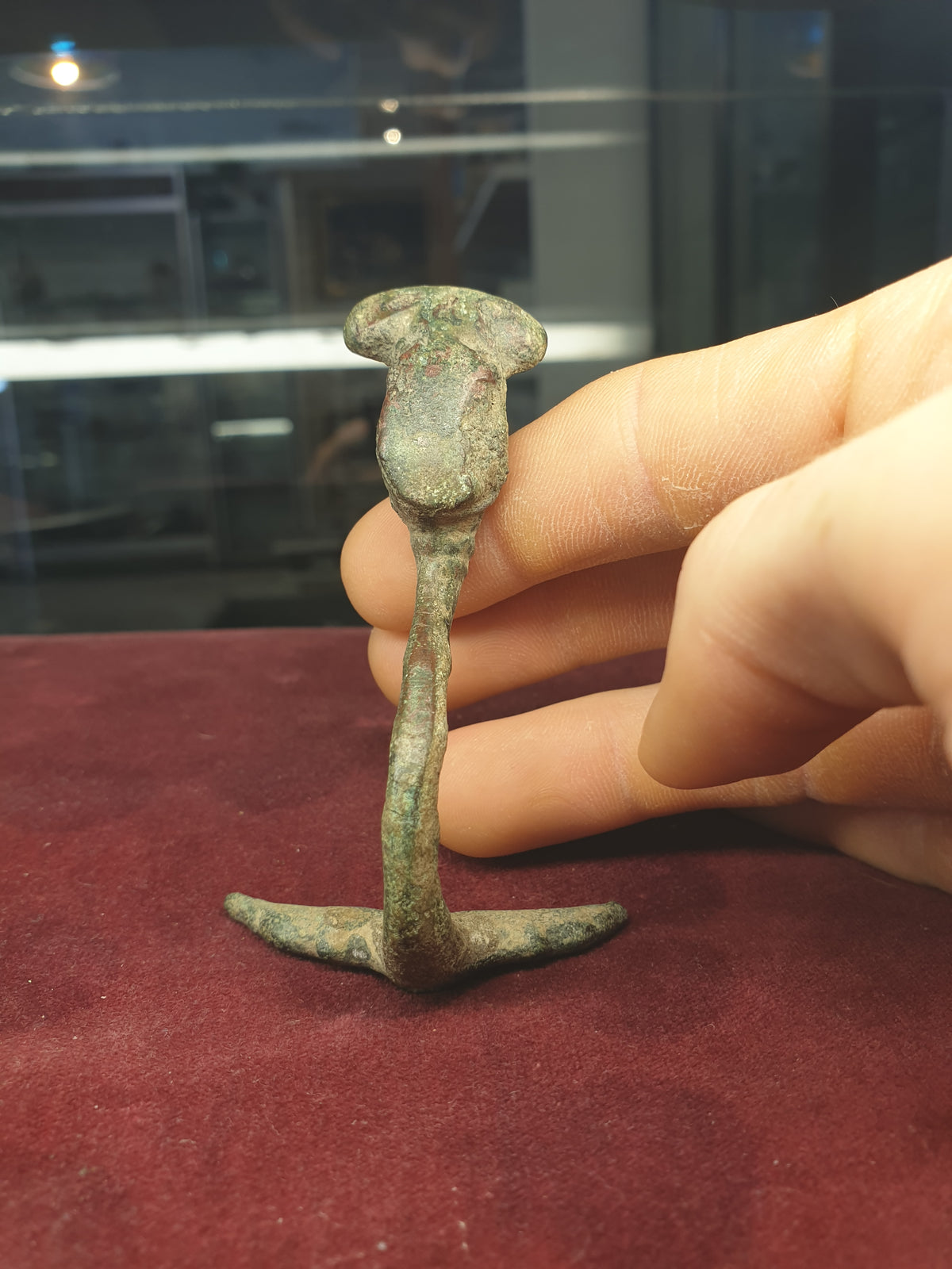 Roman 1st C A.D Bronze Bowl Handle with Bust of Emperor