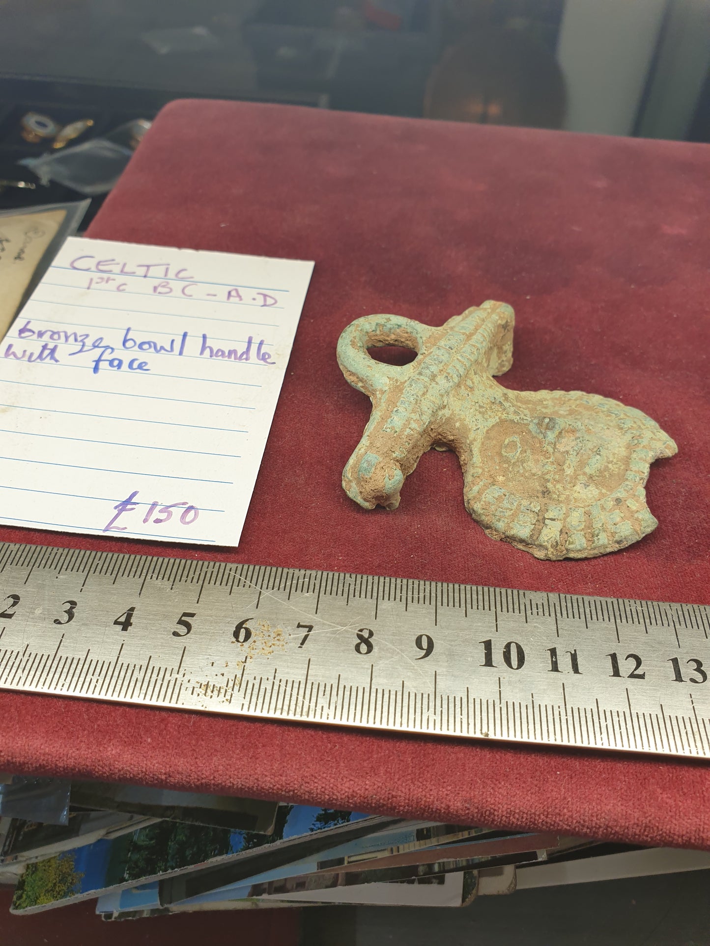 Celtic 1st C B.C-A.D Bronze Bowl Handle with Face