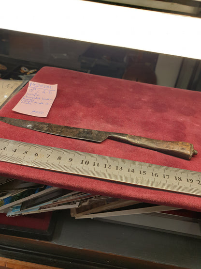 Medieval 13th C A.D Knife decorated handle makers mark on blade